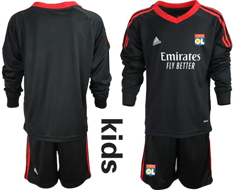 Youth 2020-2021 club Olympique Lyonnais black long sleeve goalkeeper Soccer Jerseys1->other club jersey->Soccer Club Jersey